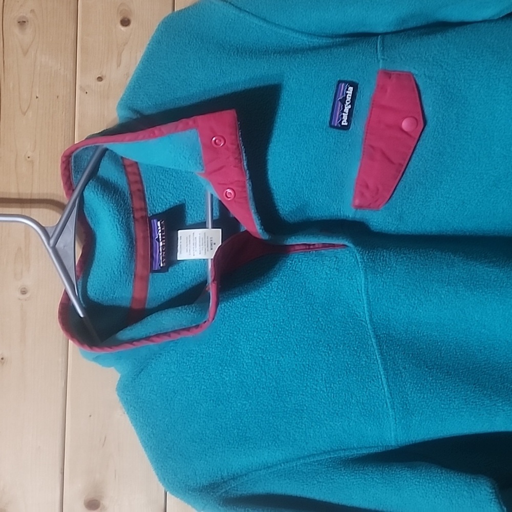 Patagonia Synchilla Snap-T Fleece Pullover Pink/Turquoise Size Medium Womens - Picture 2 of 8